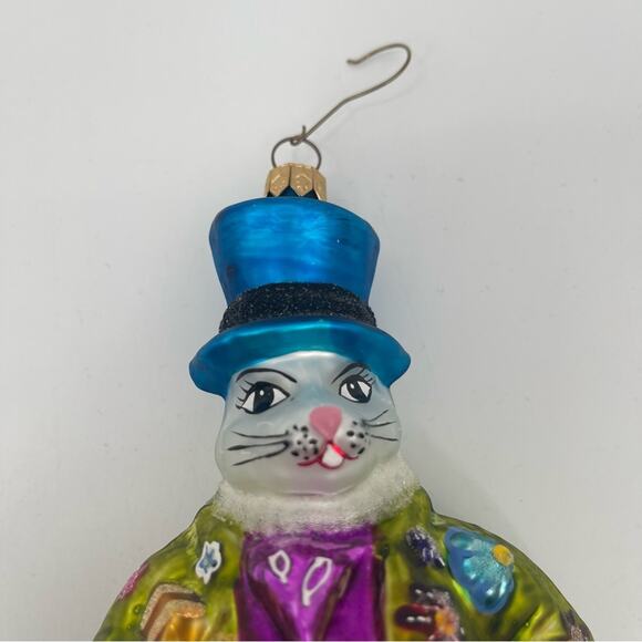 CHRISTOPHER RADKO Glass Ornament White Rabbit Glass Easter Alice Mad Hatter - Picture 5 of 14